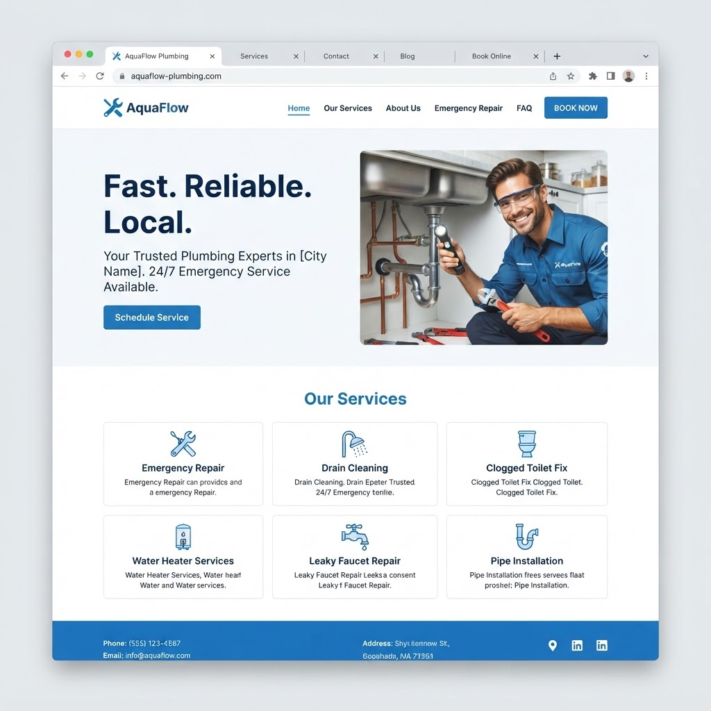 Capital City Plumbing website — clean blue and white browser screenshot [placeholder]